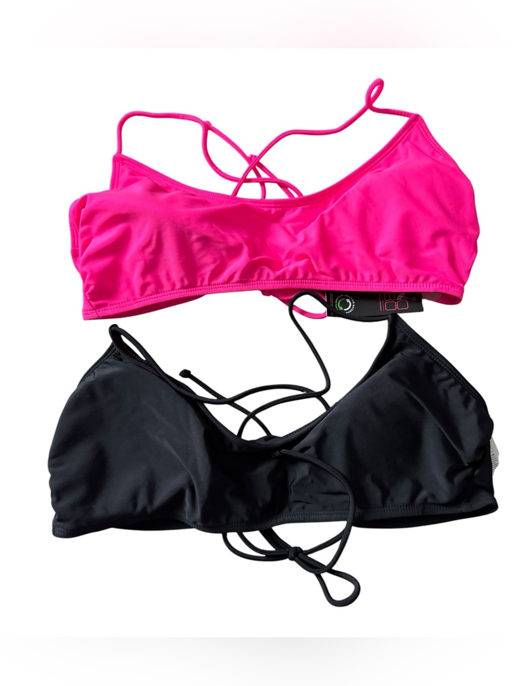 NOBO NWT Juniors Lot 2 Bikini Tops XL Solid Black Neon Pink Bralette
